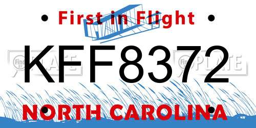 KFF8372 North Carolina License Plate