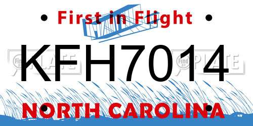 KFH7014 North Carolina License Plate