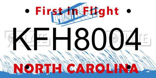 KFH8004 North Carolina License Plate