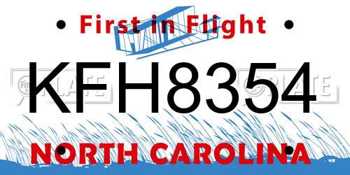 KFH8354 North Carolina License Plate