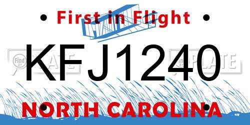 KFJ1240 North Carolina License Plate