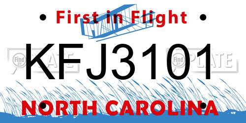 KFJ3101 North Carolina License Plate