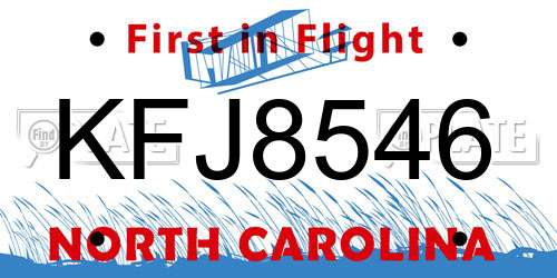 KFJ8546 North Carolina License Plate