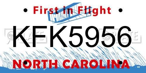 KFK5956 North Carolina License Plate