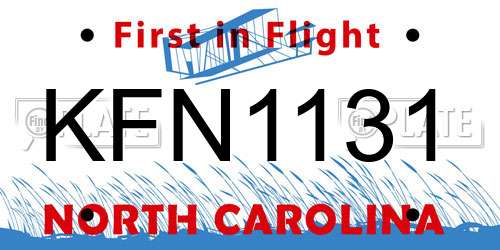 KFN1131 North Carolina License Plate