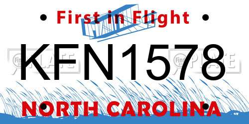 KFN1578 North Carolina License Plate