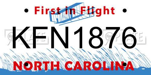 KFN1876 North Carolina License Plate