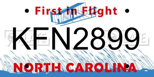 KFN2899 North Carolina License Plate