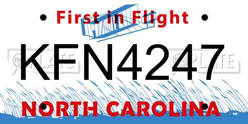 KFN4247 North Carolina License Plate