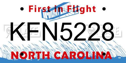 KFN5228 North Carolina License Plate