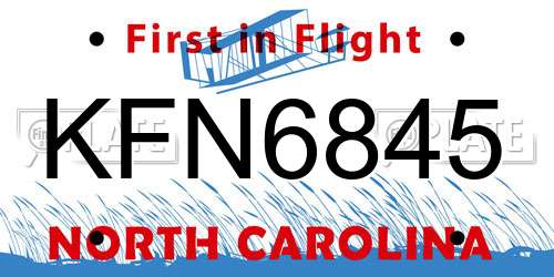 KFN6845 North Carolina License Plate