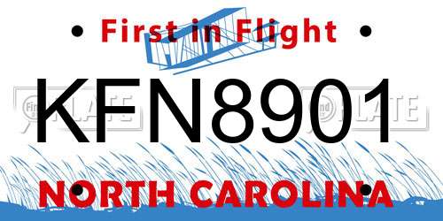 KFN8901 North Carolina License Plate