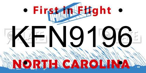 KFN9196 North Carolina License Plate