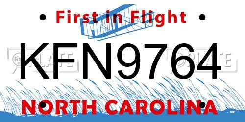 KFN9764 North Carolina License Plate