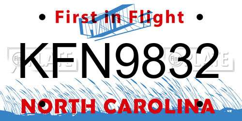 KFN9832 North Carolina License Plate