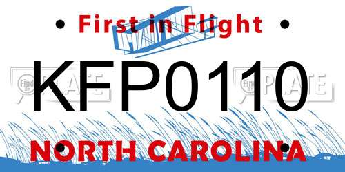 KFP0110 North Carolina License Plate