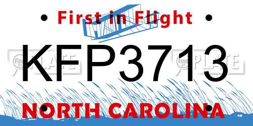 KFP3713 North Carolina License Plate