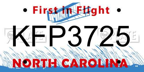 KFP3725 North Carolina License Plate