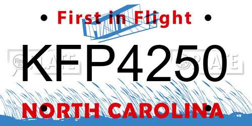 KFP4250 North Carolina License Plate
