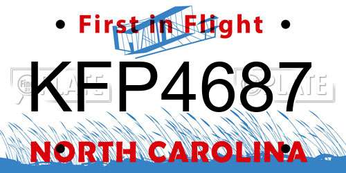 KFP4687 North Carolina License Plate