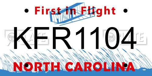 KFR1104 North Carolina License Plate