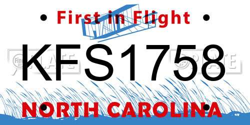 KFS1758 North Carolina License Plate
