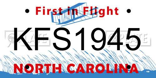 KFS1945 North Carolina License Plate