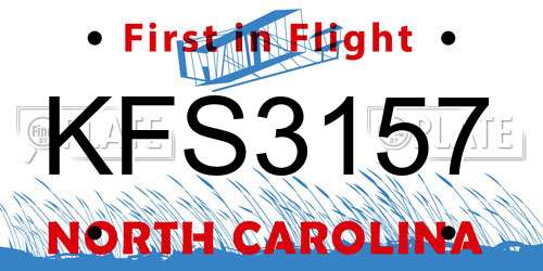 KFS3157 North Carolina License Plate