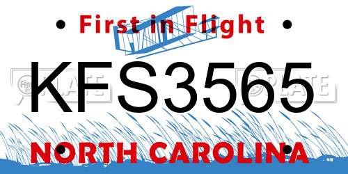 KFS3565 North Carolina License Plate