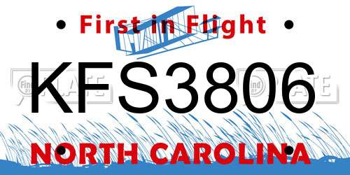 KFS3806 North Carolina License Plate