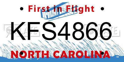 KFS4866 North Carolina License Plate