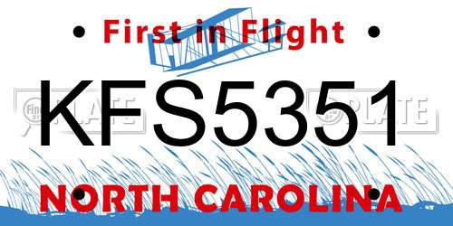 KFS5351 North Carolina License Plate