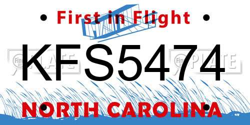 KFS5474 North Carolina License Plate