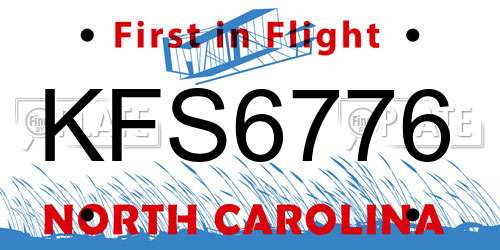KFS6776 North Carolina License Plate