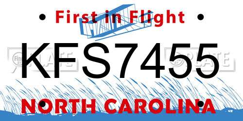 KFS7455 North Carolina License Plate