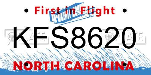 KFS8620 North Carolina License Plate