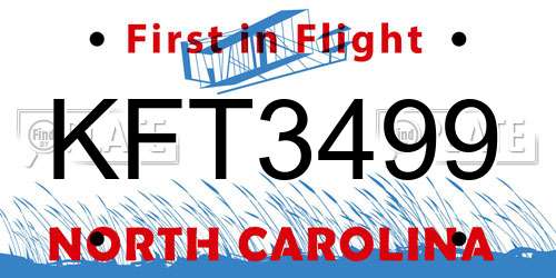 KFT3499 North Carolina License Plate