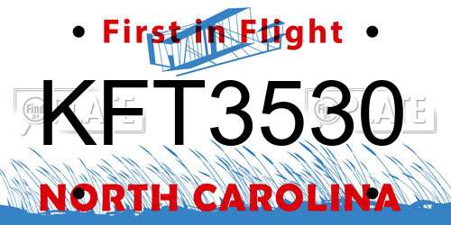 KFT3530 North Carolina License Plate
