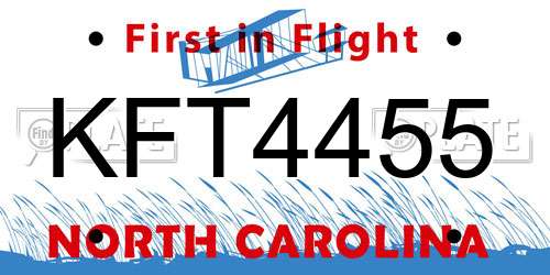 KFT4455 North Carolina License Plate