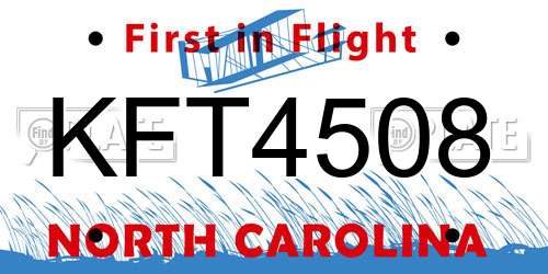KFT4508 North Carolina License Plate