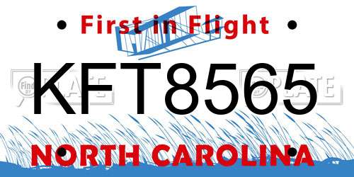 KFT8565 North Carolina License Plate