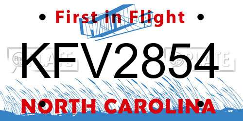 KFV2854 North Carolina License Plate