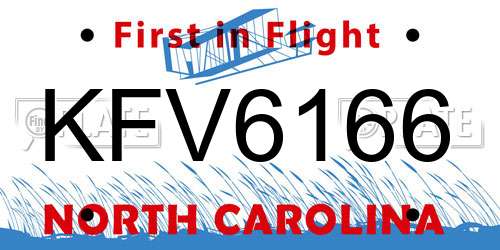 KFV6166 North Carolina License Plate