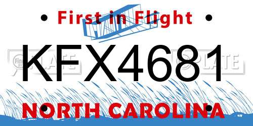 KFX4681 North Carolina License Plate