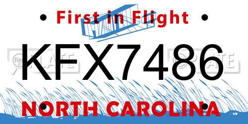 KFX7486 North Carolina License Plate