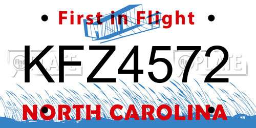 KFZ4572 North Carolina License Plate