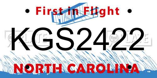 KGS2422 North Carolina License Plate