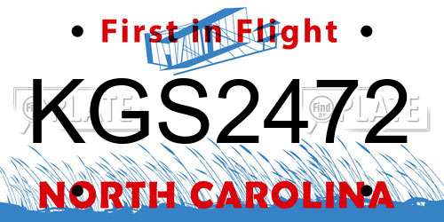 KGS2472 North Carolina License Plate