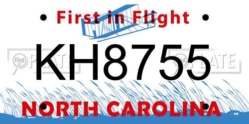 KH8755 North Carolina License Plate