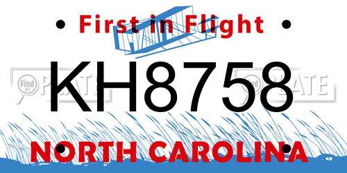 KH8758 North Carolina License Plate